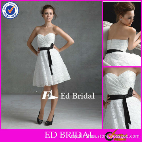 CB27 Simple Sweetheart Lace Pattern Black And White Bridesmaid Dress
